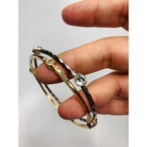 Set of two Bangle Bracelets with Rhinestones, Various Styles, 2.5" Diameter